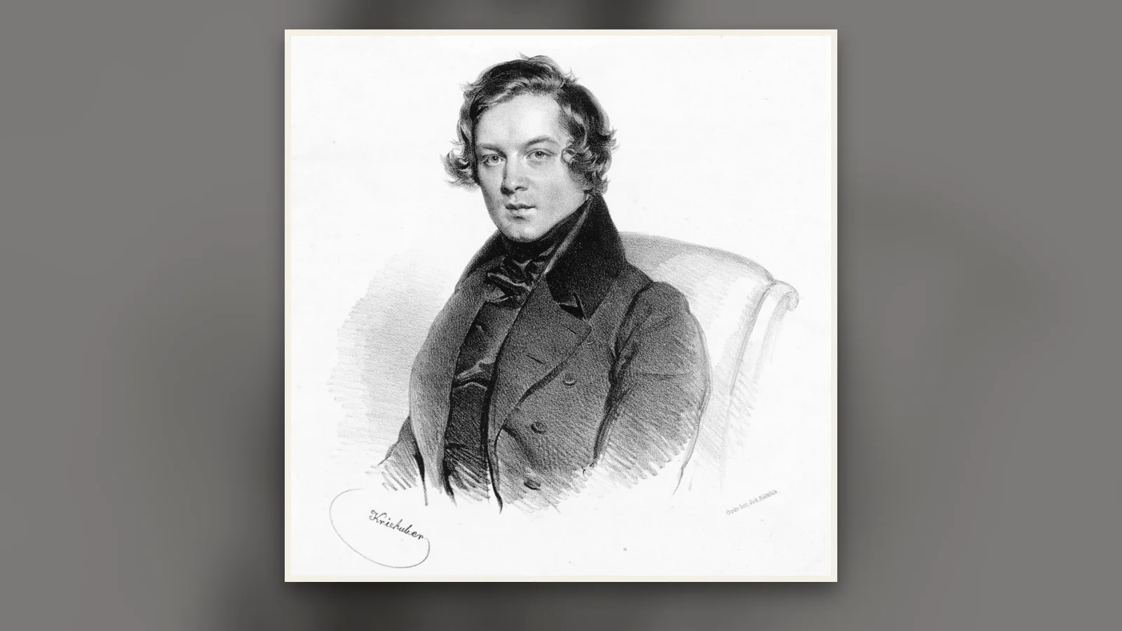 Portrait lithographié de Robert Schumann par Josef Kriehuber