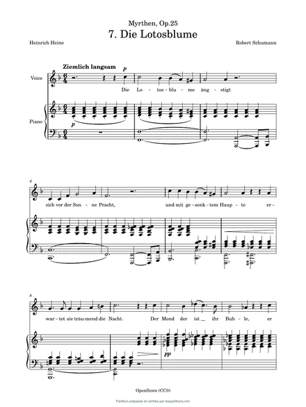 Première page de la partition Die Lotosblume, op. 25 no 7
