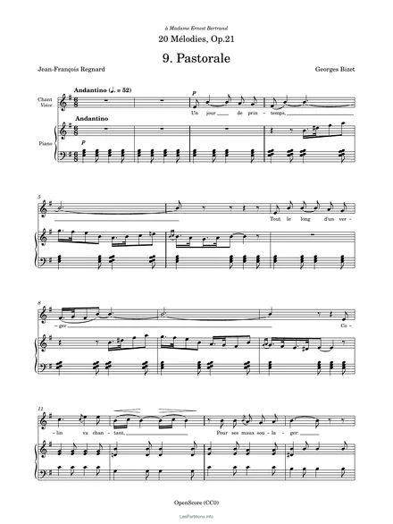 Première page de la partition Pastorale, op. 21 no 9