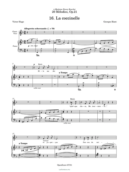 Première page de la partition La coccinelle, op. 21 no 16