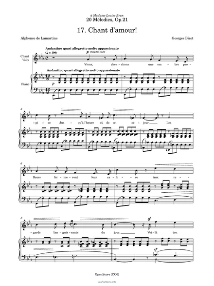 Première page de la partition Chant d’amour, op. 21 no 17