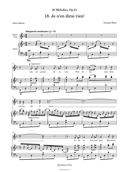 Première page de la partition Je n’en dirai rien !, op. 21 no 18