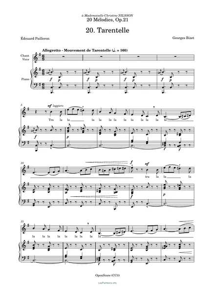 Première page de la partition Tarentelle, op. 21 no 20