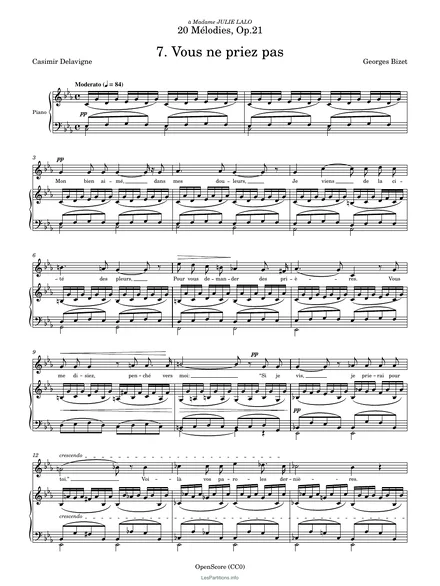 Première page de la partition Vous ne priez pas, op. 21 no 7