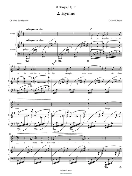 Première page de la partition Hymne, op. 7 no 2