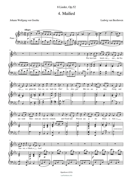 Première page de la partition Mailied, op. 52 no 4