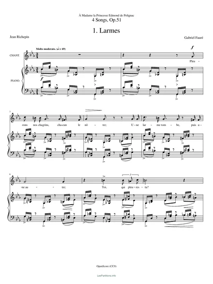 Première page de la partition Larmes, op. 51 no 1