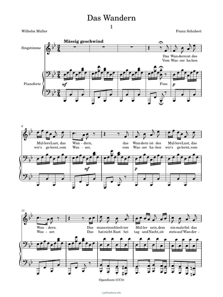 Première page de la partition Das Wandern, D. 795 no 1