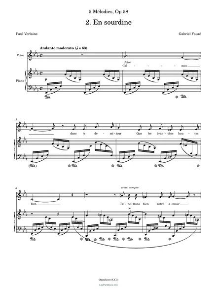 Première page de la partition En sourdine, op. 58 no 2