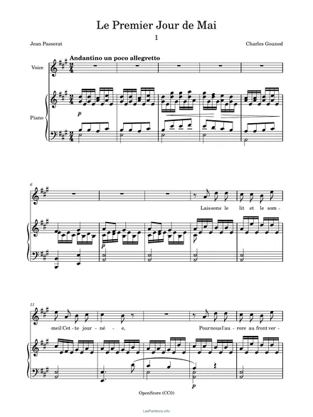 Première page de la partition Le premier jour de mai