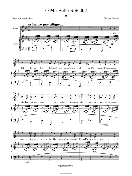Première page de la partition Ô ma belle rebelle !