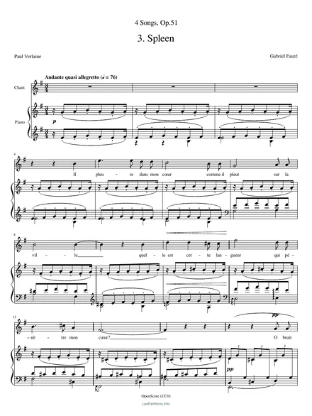Première page de la partition Spleen, op. 51 no 3