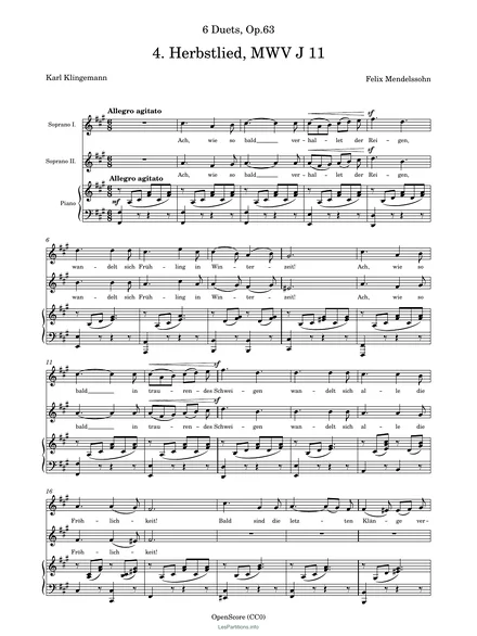 Première page de la partition Herbstlied, op. 63 no 4