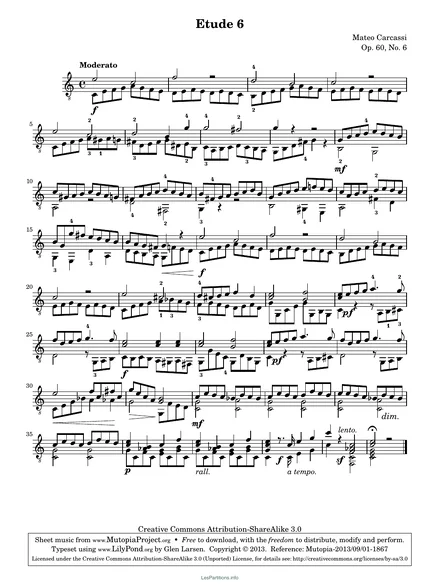 Première page de la partition Étude op. 60 no 6