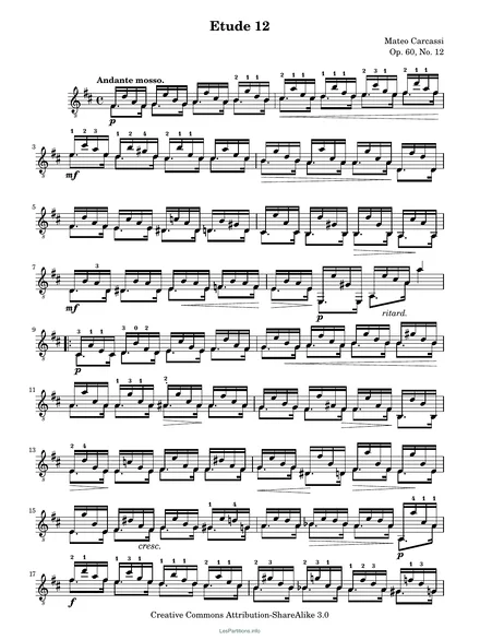 Première page de la partition Étude op. 60 no 12