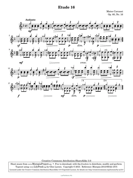 Première page de la partition Étude op. 60 no 16