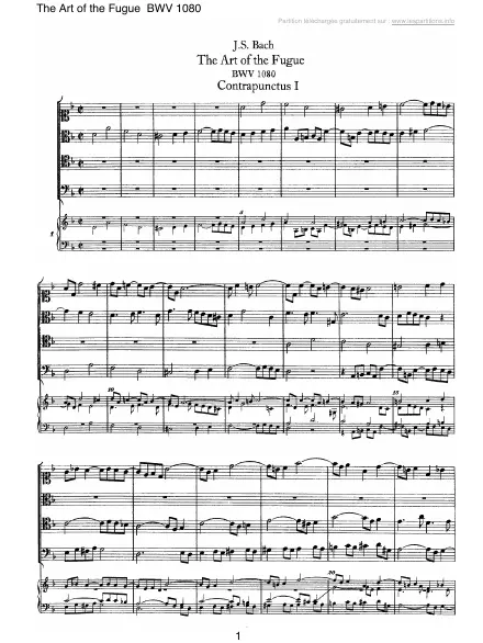 First page of L'Art de la fugue BWV 1080 - Partie 1