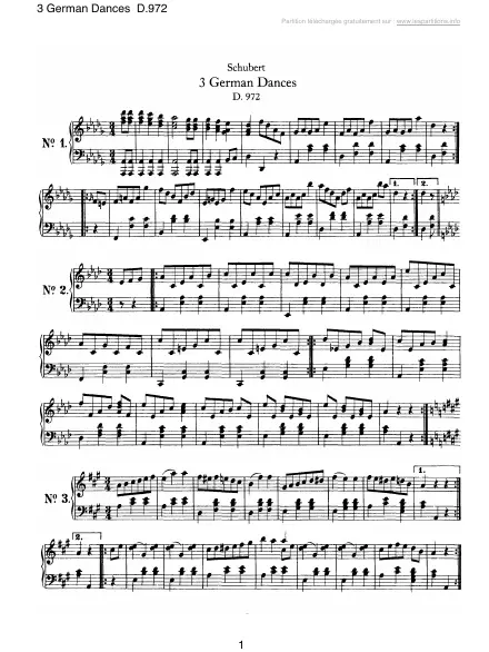 First page of 3 German Dances D.972