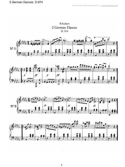 First page of 2 German Dances D.974