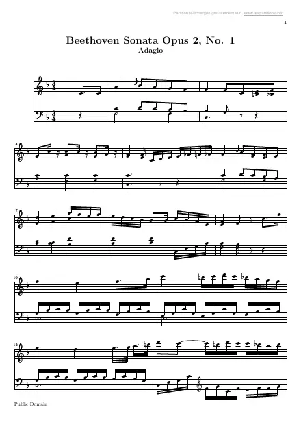 First page of Sonate n°01 Op. 2 - 2e mouvement : Adagio