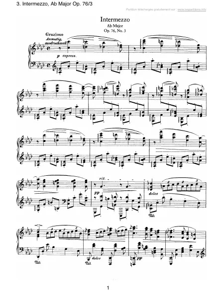 First page of Intermezzo en La b majeur Op. 76-3
