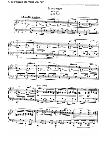 First page of Intermezzo en Si b majeur Op. 76-4