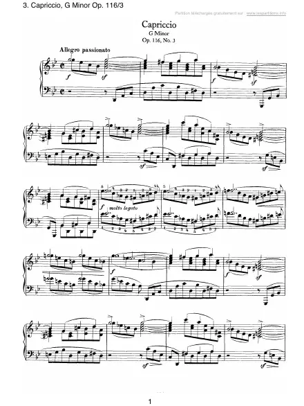 First page of Capriccio en Sol mineur Op. 116-3