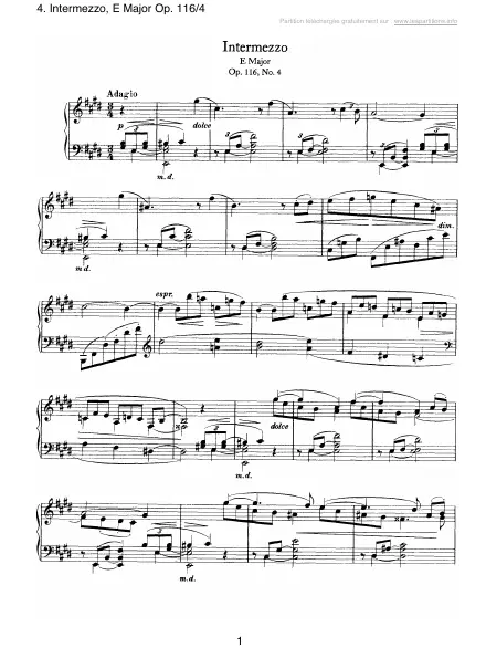 First page of Intermezzo en mi majeur Op. 116-4