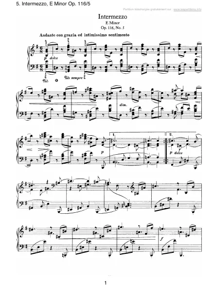 First page of Intermezzo en mi mineur Op. 116-5