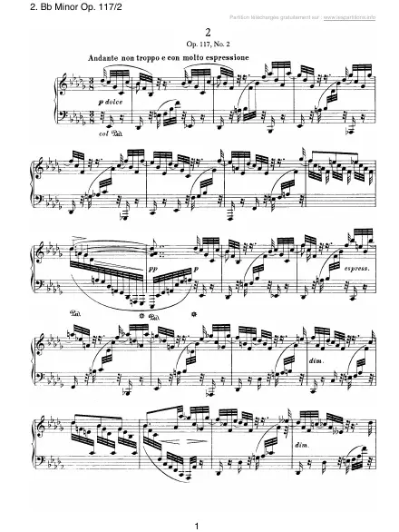 First page of Intermezzo en Sib mineur Op. 117-2