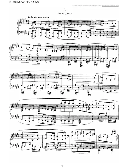 First page of Intermezzo en Do# mineur Op. 117-3