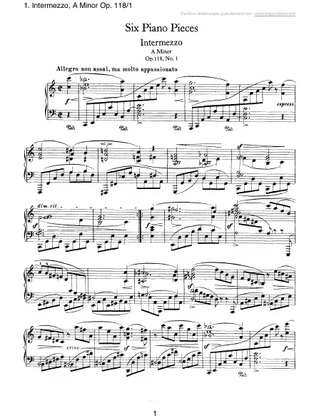 First page of Intermezzo en La mineur Op. 118-1