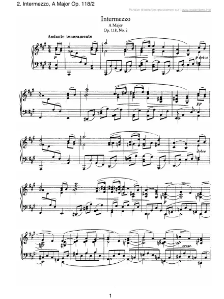 First page of Intermezzo en La majeur Op. 118-2