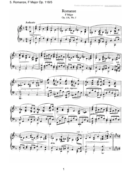 First page of Romance en Fa majeur Op. 118-5