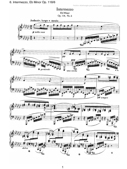 First page of Intermezzo en Mib mineur Op. 118-6