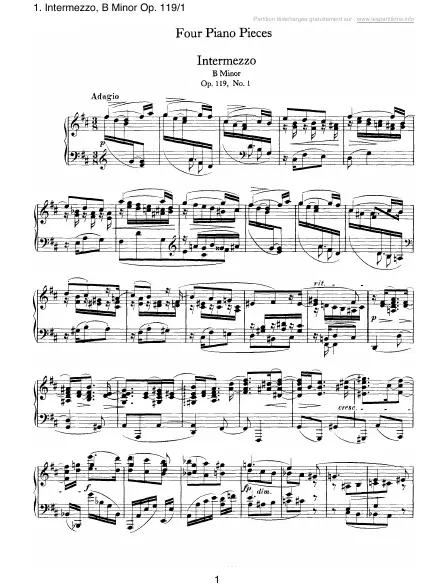 First page of Intermezzo en Si mineur Op. 119-1