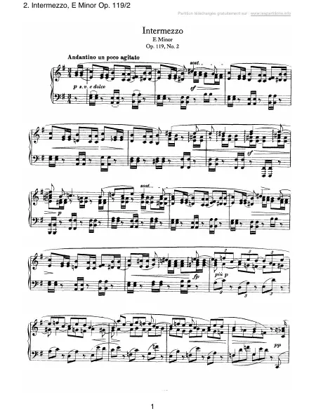First page of Intermezzo en Mi mineur Op. 119-2