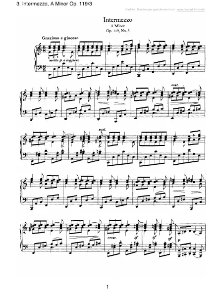 First page of Intermezzo en La mineur Op. 119-3