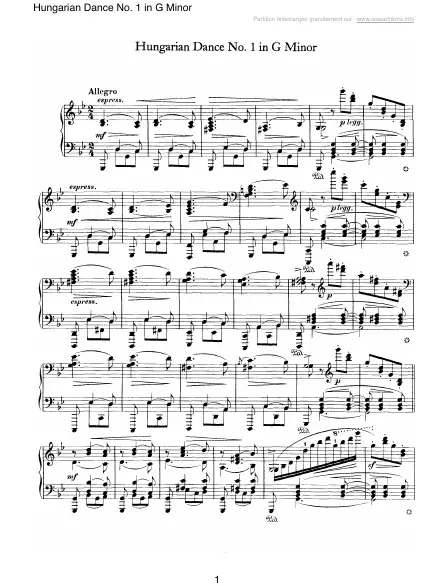 First page of Hungarian Dance No. 1 in G Minor