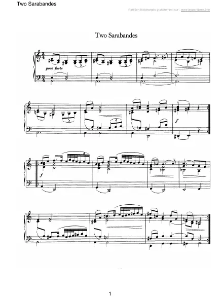 First page of Two Sarabandes
