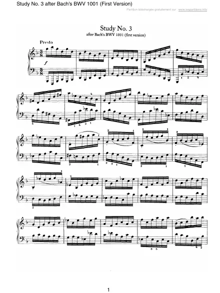First page of Study No. 3 after Bach's BWV 1001