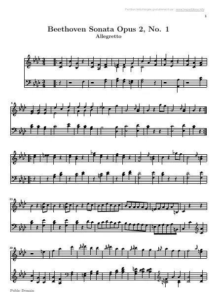First page of Sonate n°01 Op. 2 - 3e mouvement : Allegretto