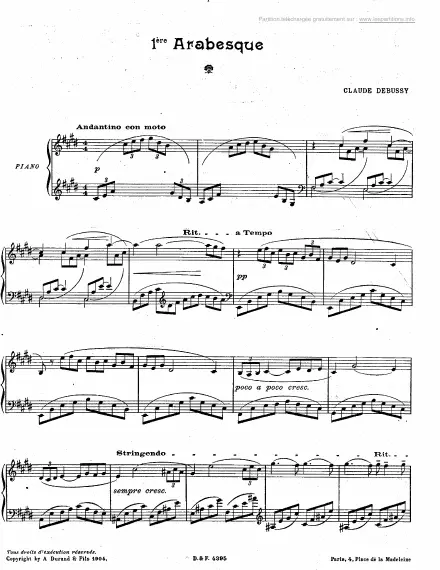 Première page de la partition Arabesque n°1