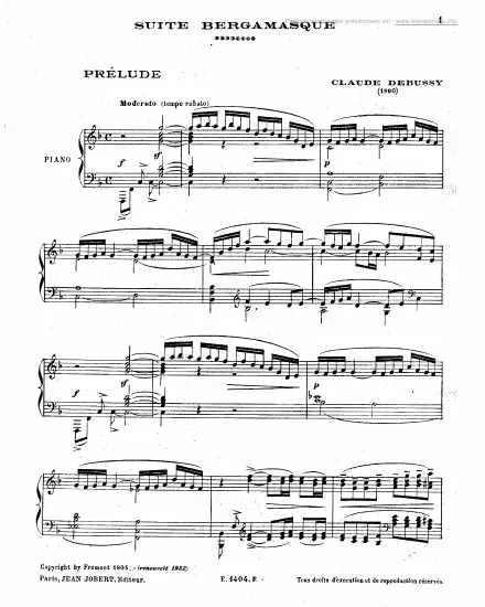 First page of Suite Bergamasque n°1 - Prélude