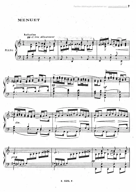 First page of Suite Bergamasque n°2 - Menuet