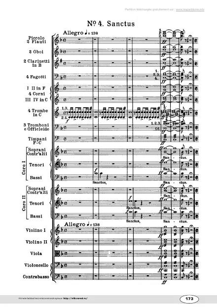 Première page de la partition Requiem 4. Sanctus