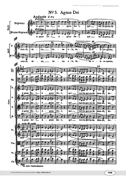 Première page de la partition Requiem 5. Agnus Dei