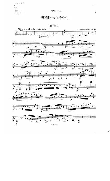 First page of Quintette avec piano Op. 14