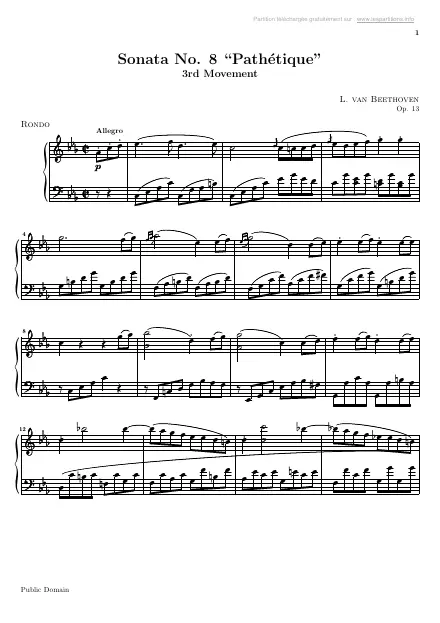 First page of Sonate n°08 Op. 13 - Pathétique - 3e mouvement