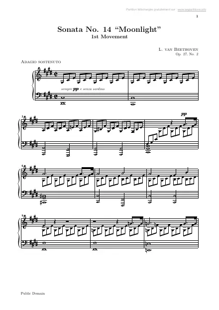 First page of Sonata n°14 Op. 27 - Moonlight - 1st movement